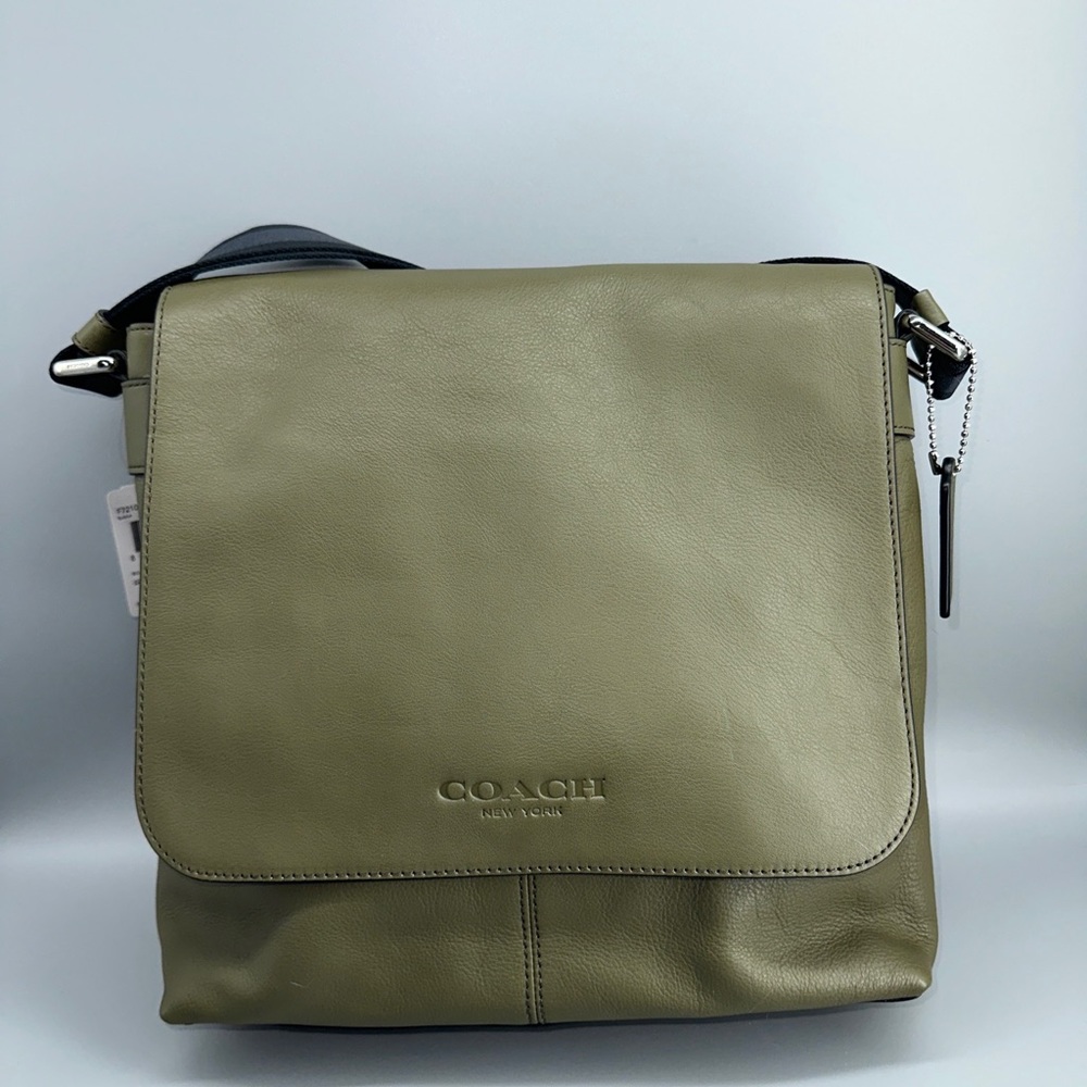 NWT $375 Coach Sullivan Small Messenger Sport Calf Leather olive green - Picture 3 of 14